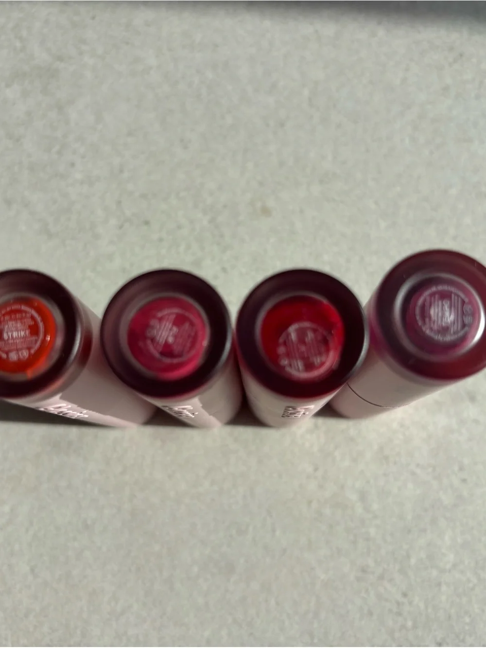 Glossier Soft Touch Lip Creme set of 4 Strike, Jet, Flip, Tempo